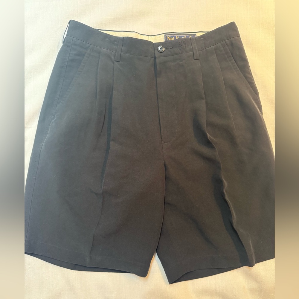 Nat Nast Black Flat Front Shorts for Versatile Style